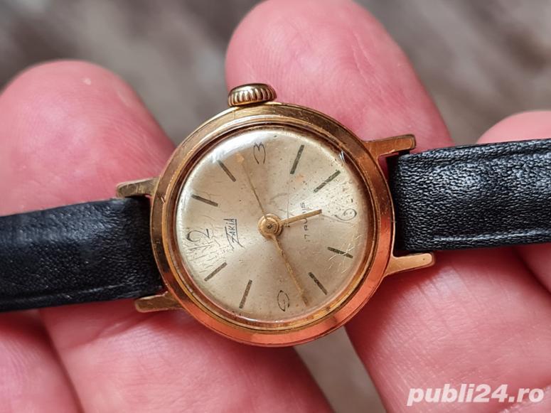 ceas damă ZARIA, cal 2009, 17 rubine, placat cu aur, funcțional