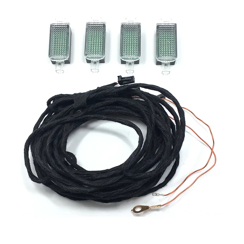 Set 4 lampi led + cablaj retrofit lumini picioare footwell lights VW Passat B6, B7, CC, Golf 5, 6