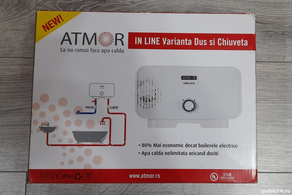 Instant apa calda Atmor 800,electric, dus si chiuveta,alb,5.5 kW