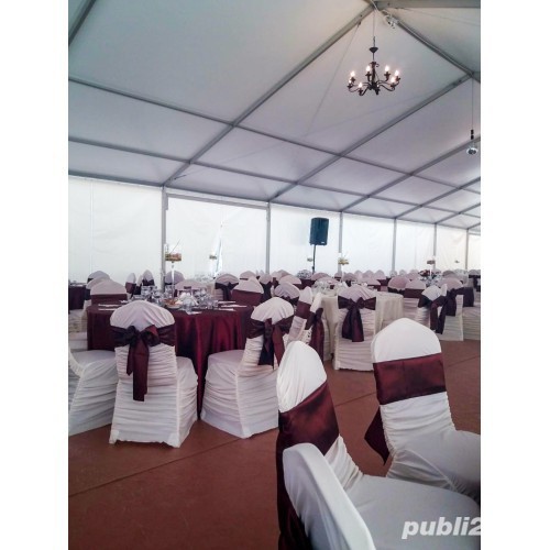Cort alb echipat pentru evenimente, deschidere 20m, module x5m, capacitati x100mp