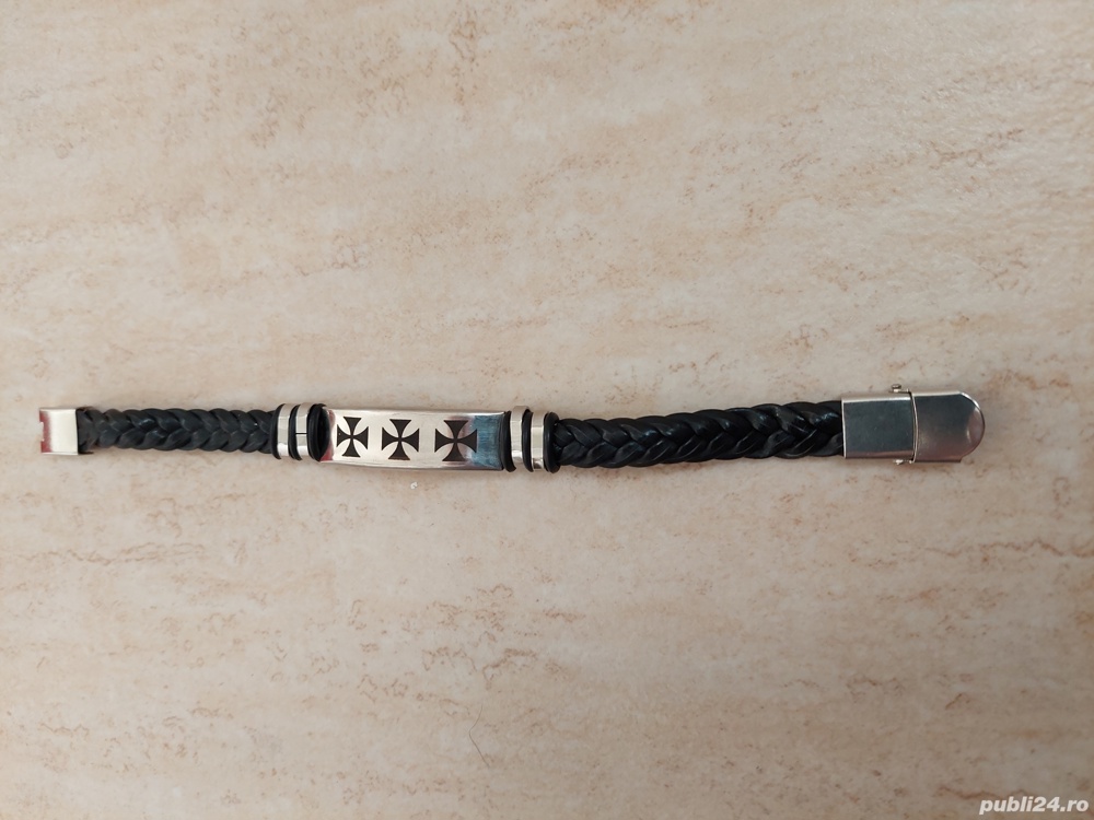 Bratara piele si inox 