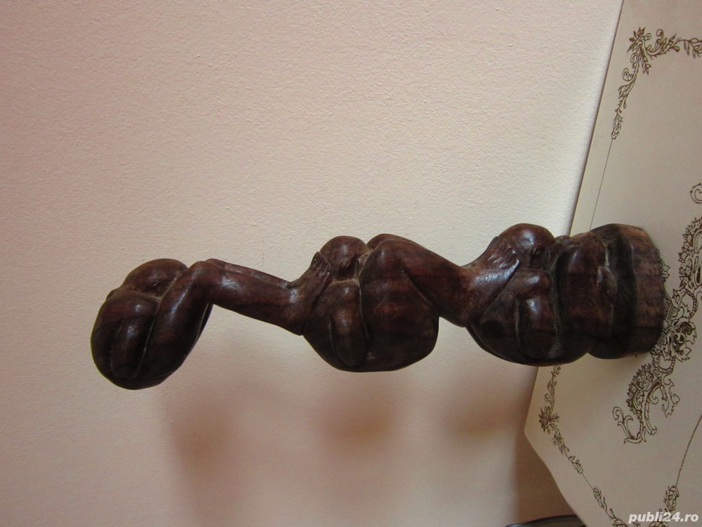 Weeping Buddha 3Yogiman sculptura rosewood Indonezia anii'60 cadou rar