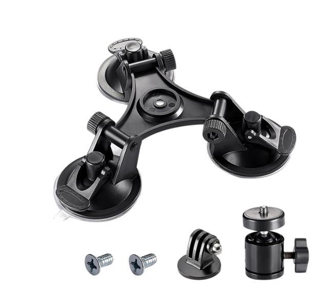 Sistem Fixare Cu 3 Ventuze pentru Gopro Hero Session Max Mini impreuna cu prindere pentru Gopro