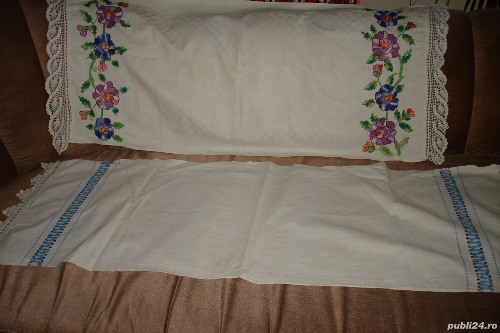 Stergare taranesti din in tesute in razboi si cusute cu flori si motive populare