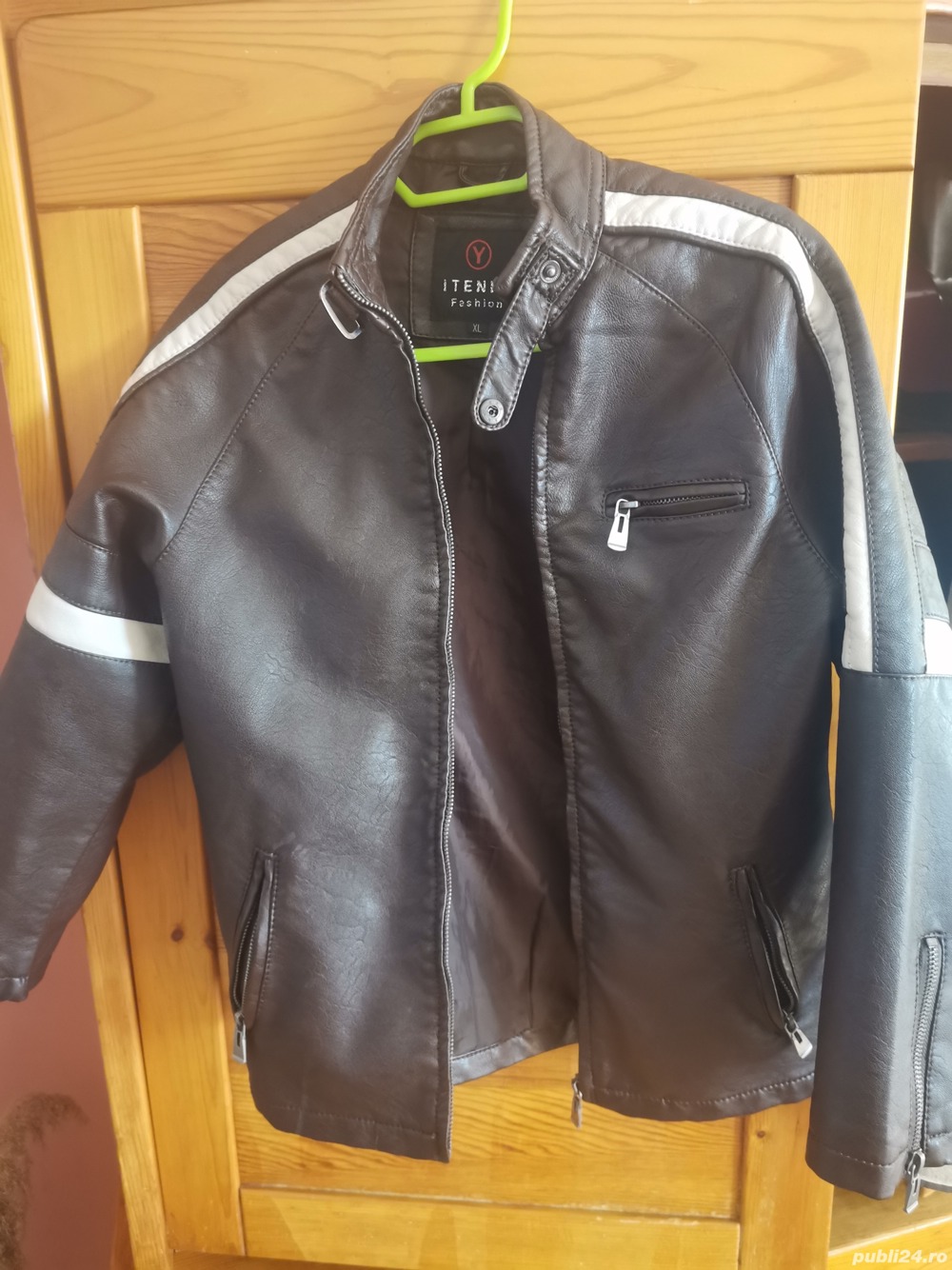 Geaca toamna baieti, 9-11 ani, imitatie piele