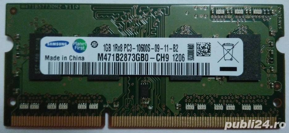 GRATUIT Memorie laptop 1GB DDR3 1333MHz CL9 1,5V
