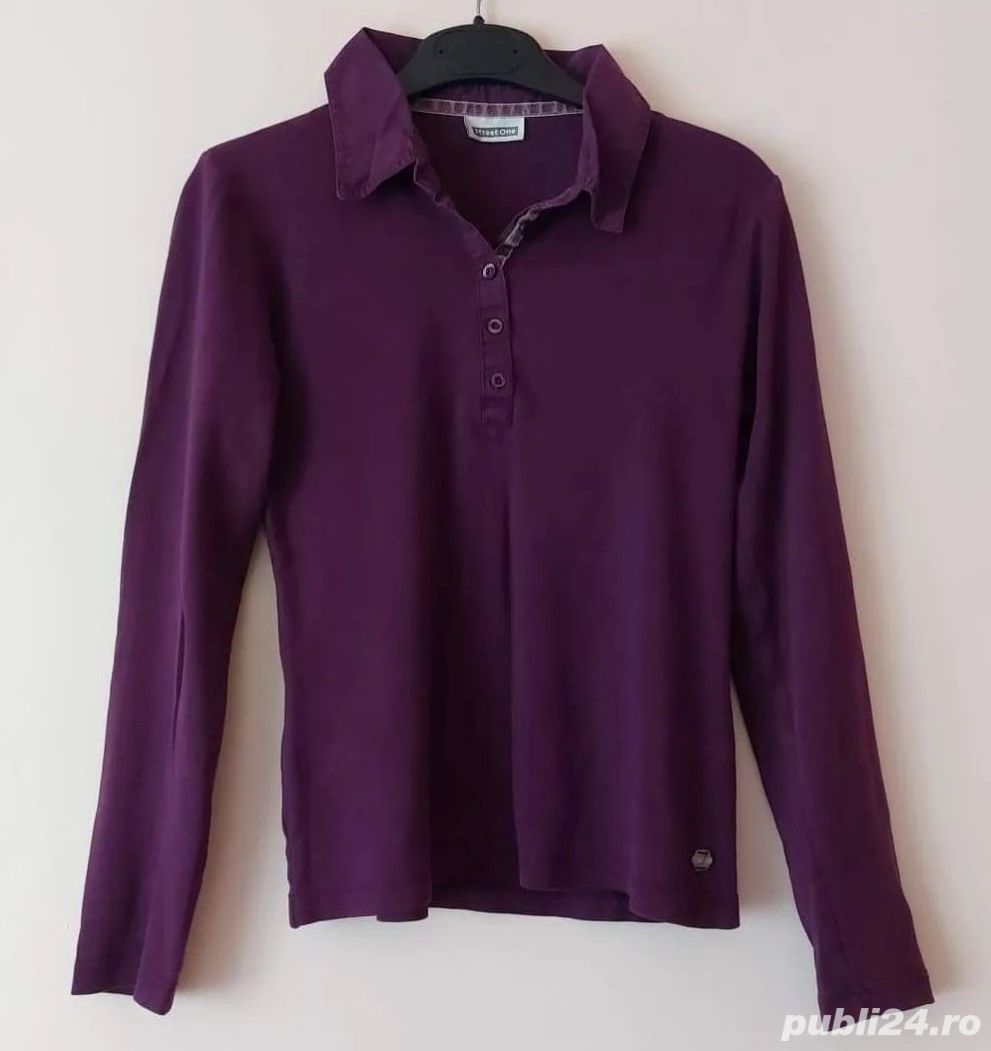 Bluza cu guler de camasa mov