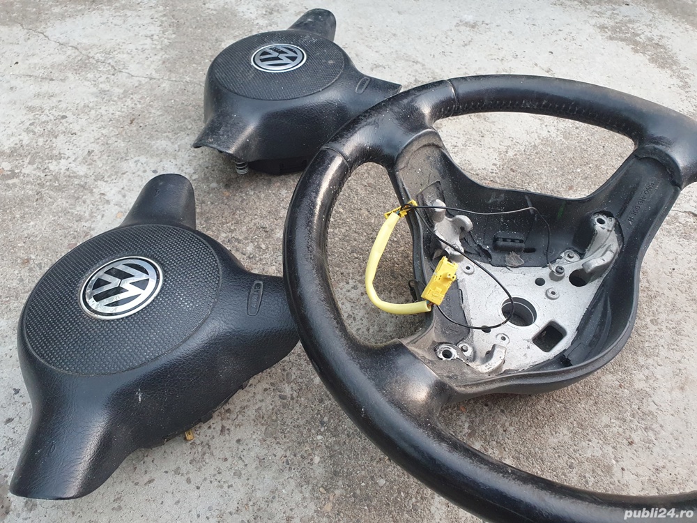 Volan piele si airbag VW Polo 4 carcase manete bloc lumini