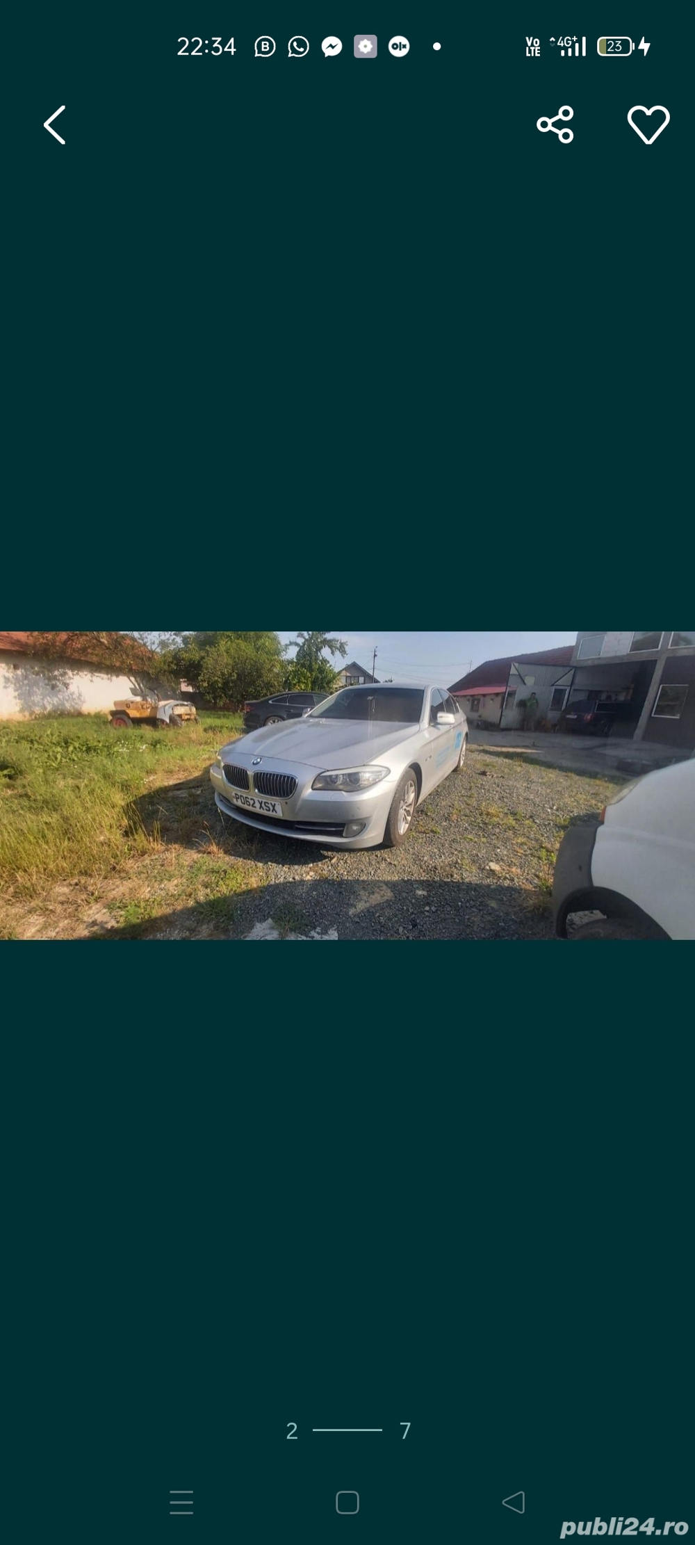 Dezmembrez orice piesa BMW F10 520d de 184 de cai, an 2012, cu multe dotarii, in stare foarte buna