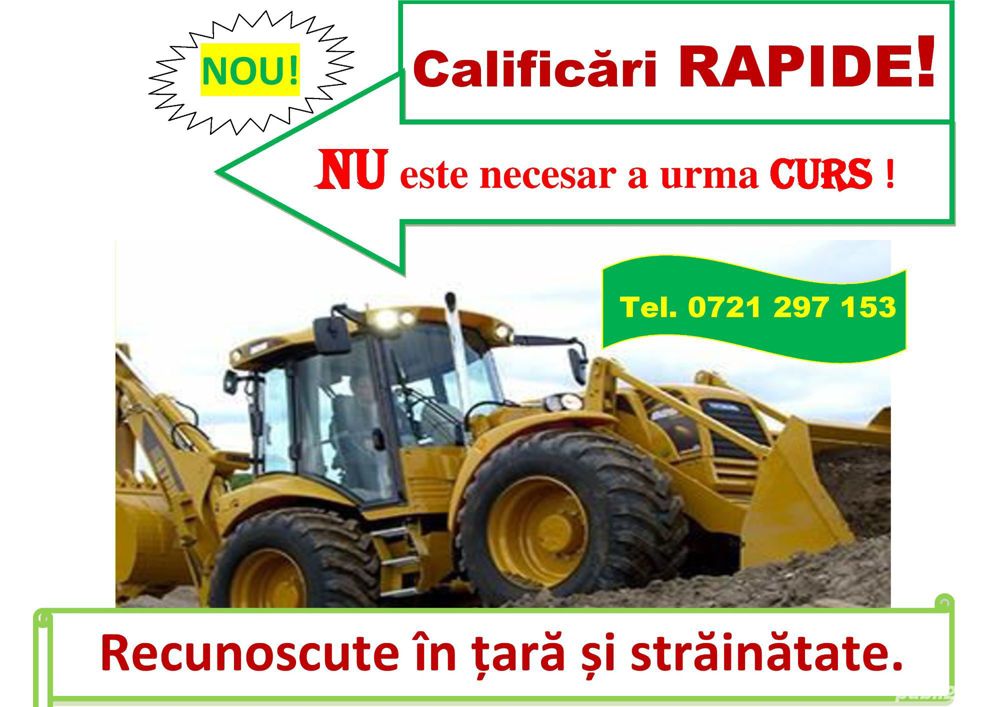 Atestat RAPID excavator buldozer vola compactor incarcator frontal cilindru utilaje terasamente