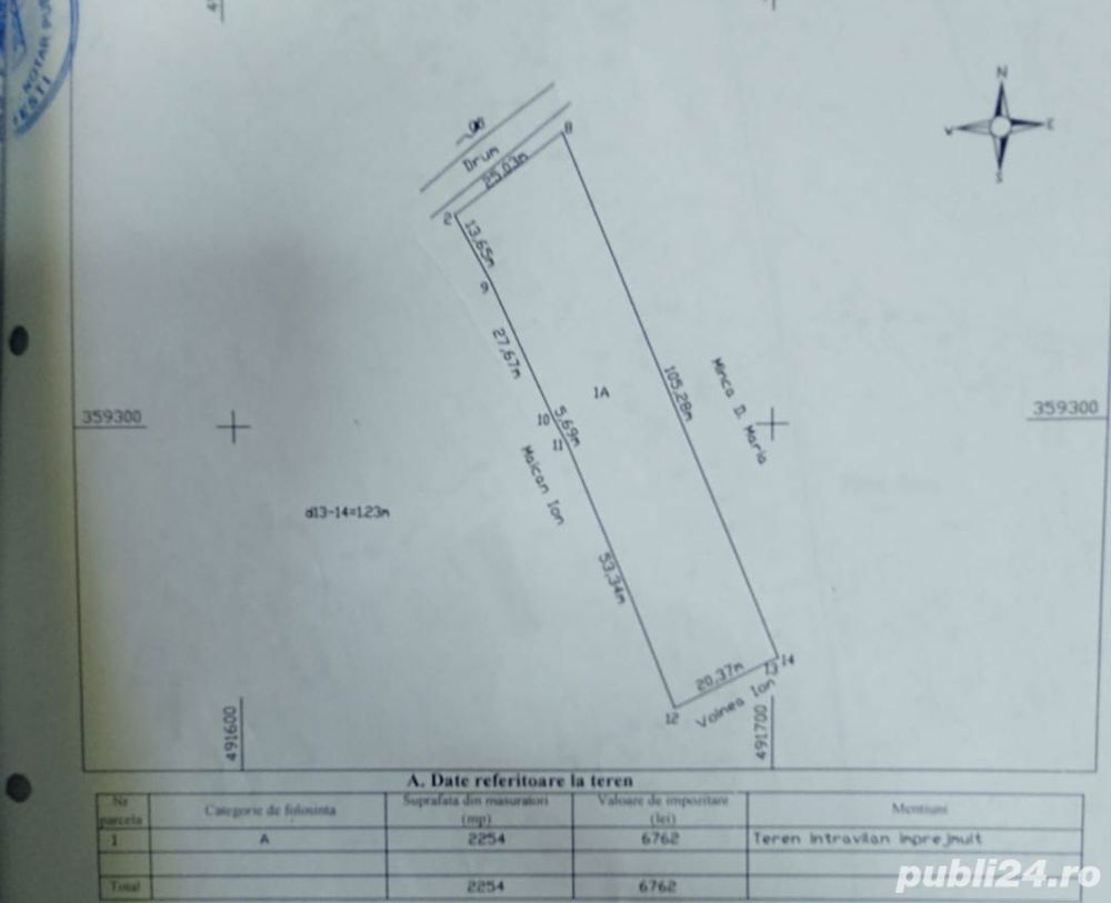 2254mp teren intravilan, 25m deschidere