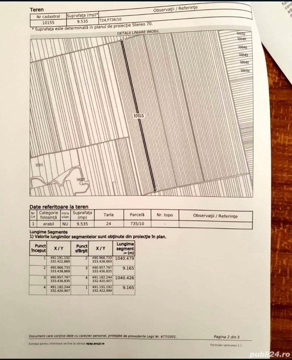 Vand 4.41 Ha * Teren Arabil - Agricol * Extravilan 