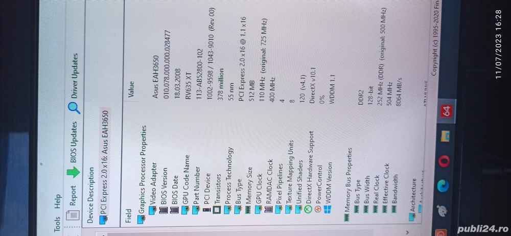 Placa video 512Mb 128biti Asus EAH3650  HDMI  Perfect functionala poze reale.