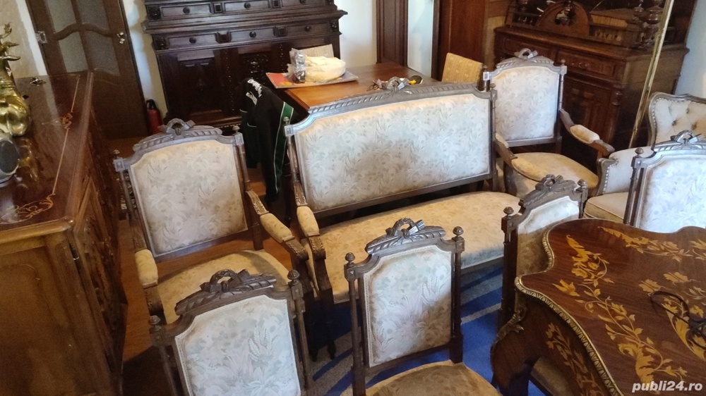 Salon flamand Canapea,  jilt+ 4 scaune antice