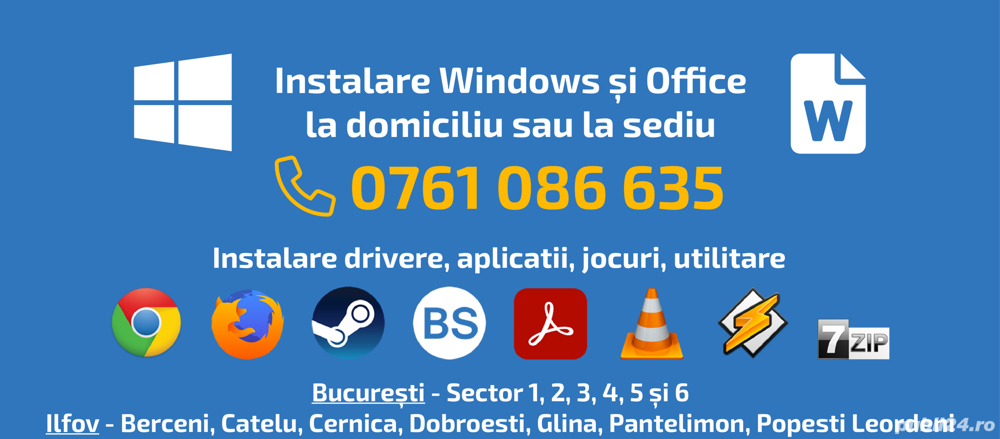 Instalare Windows la domiciliu sau la sediu, Reinstalare Windows, Bucuresti, Sector 3