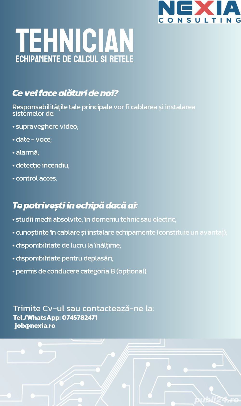 Tehnician echipamente de calcul si retele