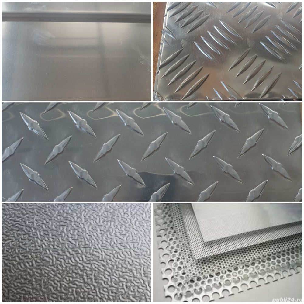 Tabla aluminiu lisa striata stucco sau perforata, sub forma de tabla sau rulou Inox Alama Cupru Zinc
