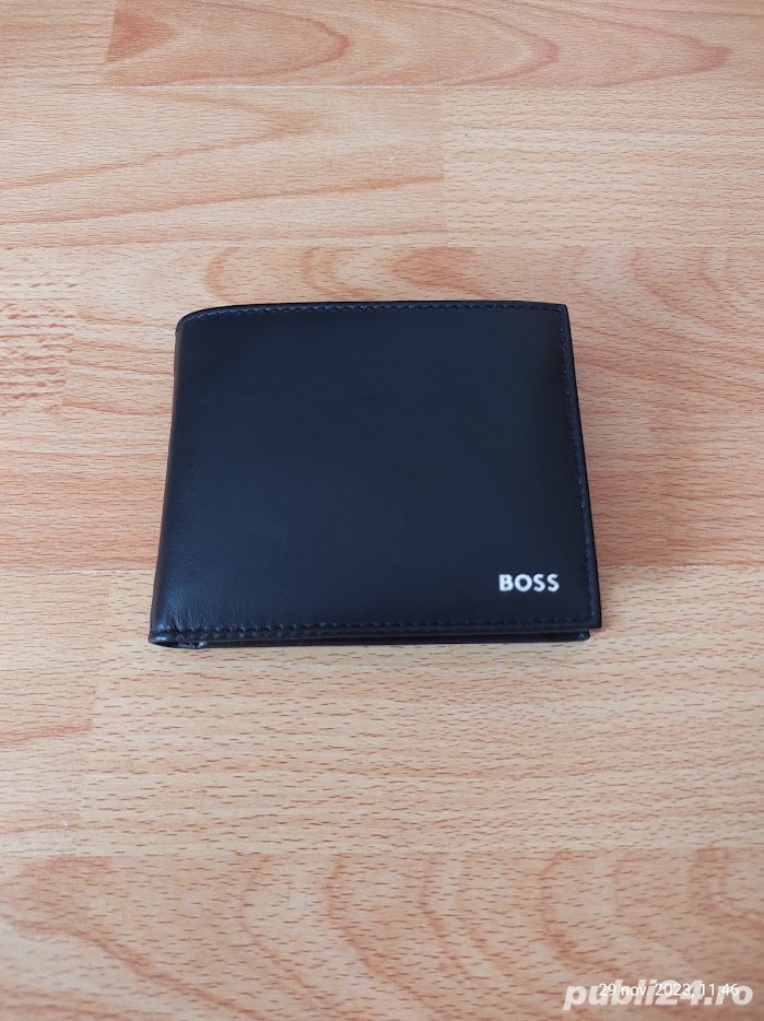 Portofel din piele naturala bărbați "Boss" negru,(Super Ofertă).