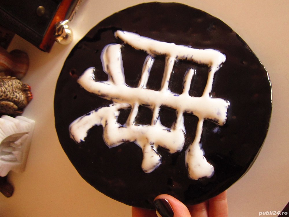 cadou rar decoratiune placa ceramica portelanata japoneza Kanji 1980