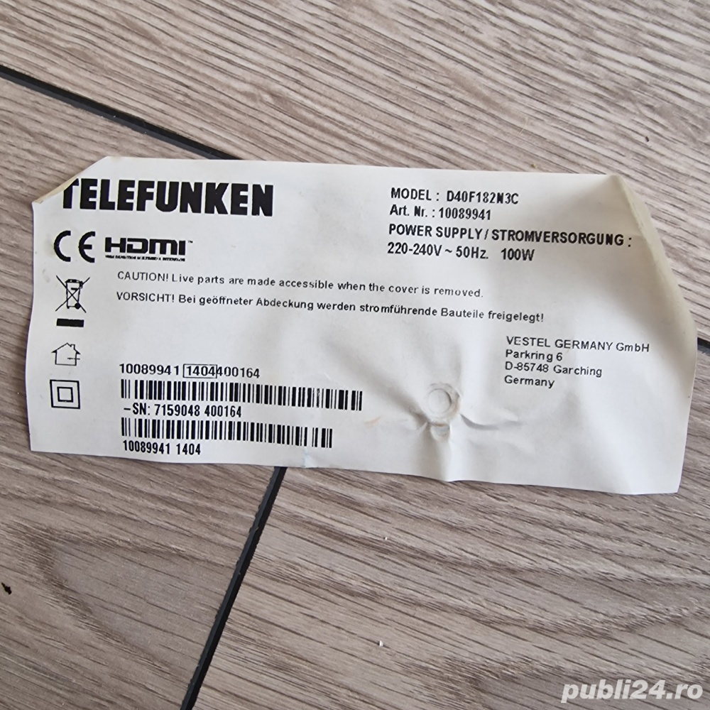 Dezmembrez smart tv Telefunken d40f182n3c, 17mb95, 17ips20