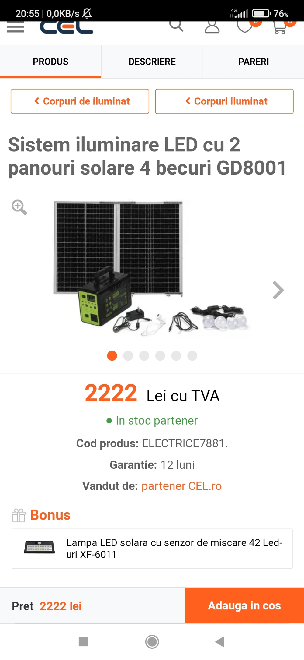 vand kit panou fotovoltaic cu baterie 