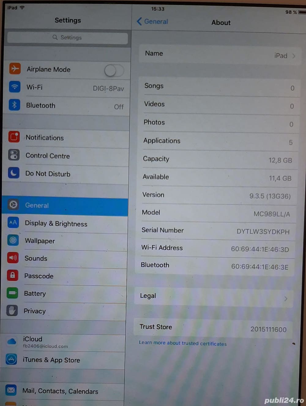 Vand Apple iPad 2 16GB Tablete (Second Hand) perfect functionala 180 Ron