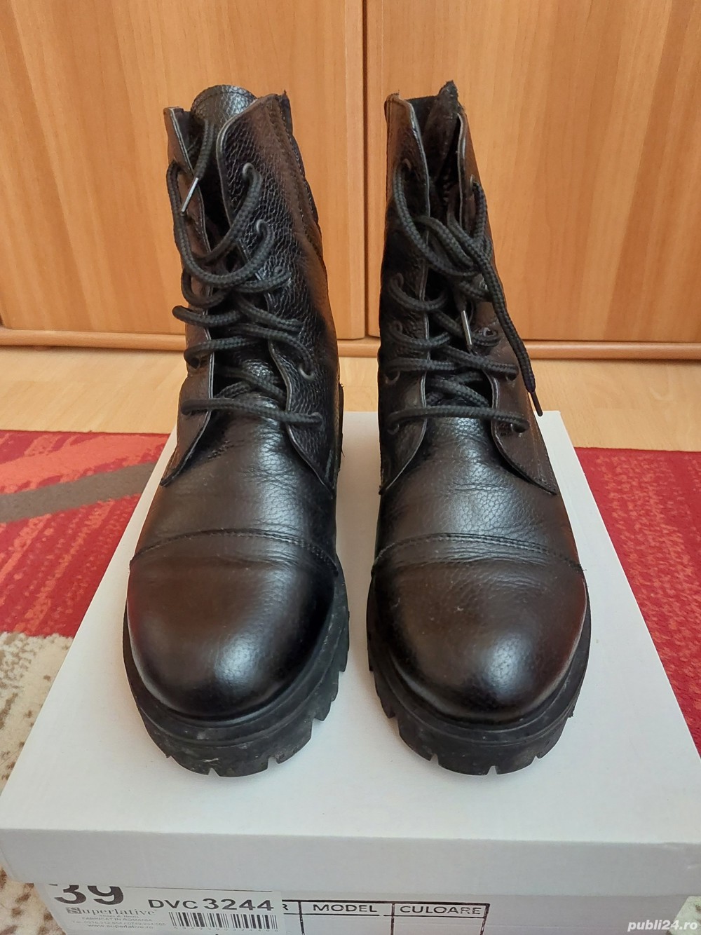 Ghete negre piele naturala