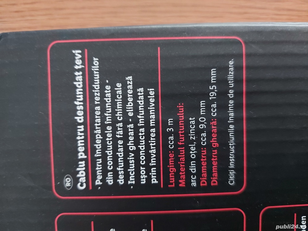 Spirala pentru desfundat  tevi instalatii