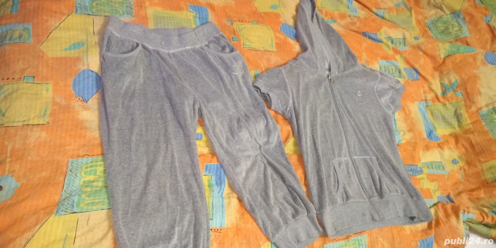 Trening Compleu pantaloni 3 4 + hanorac maneci scurte si gluga