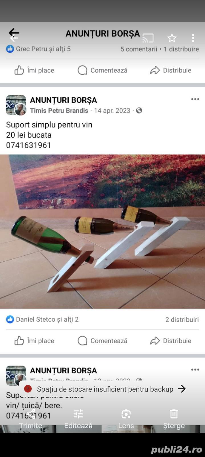 Suport artizanal din lemn pentru sticle de vin  