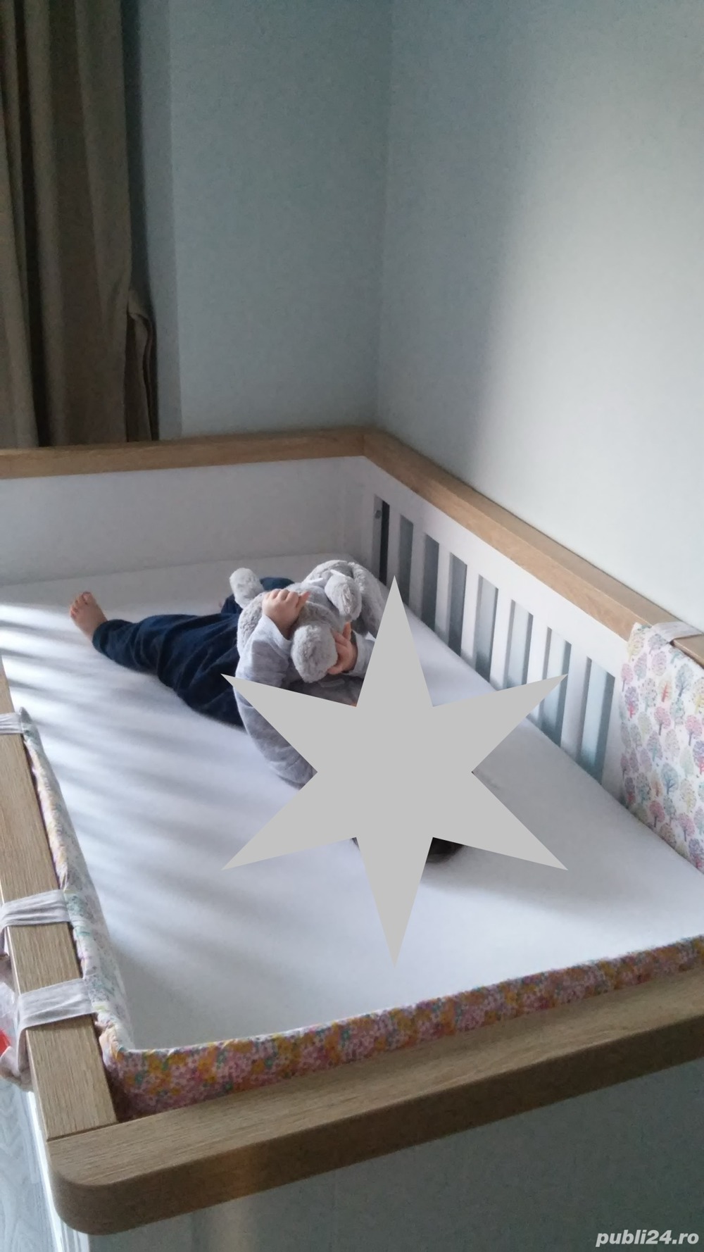 Pat Mothercare 70*140 convertibil + saltea cu protectie fagure de aer