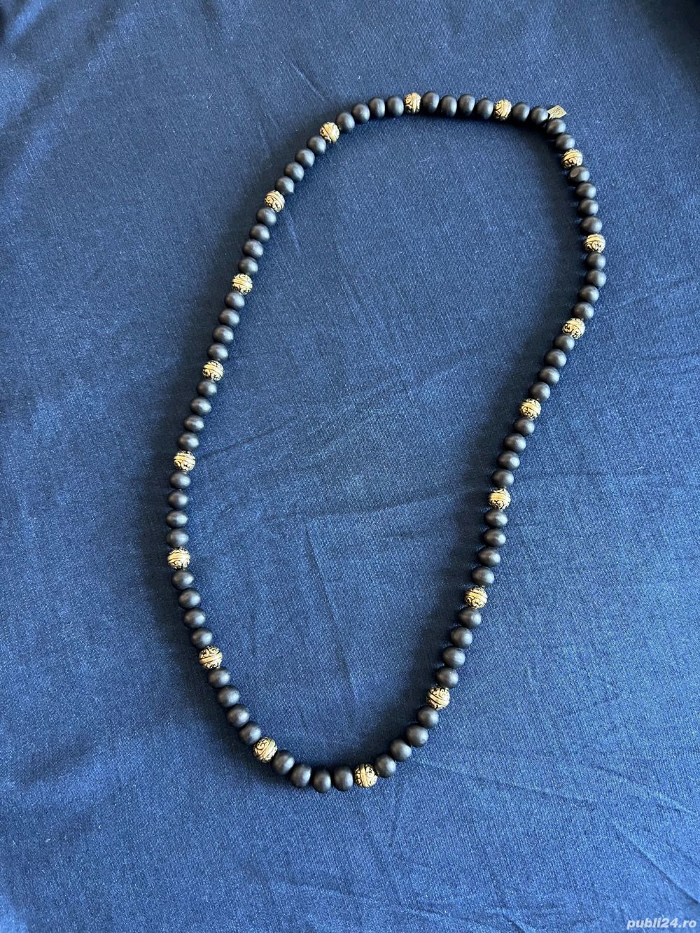 Colier cu margele din lemn si otel inoxidabil - Zenger