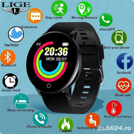 Ceas inteligent unisex LIGE sport, ecran color