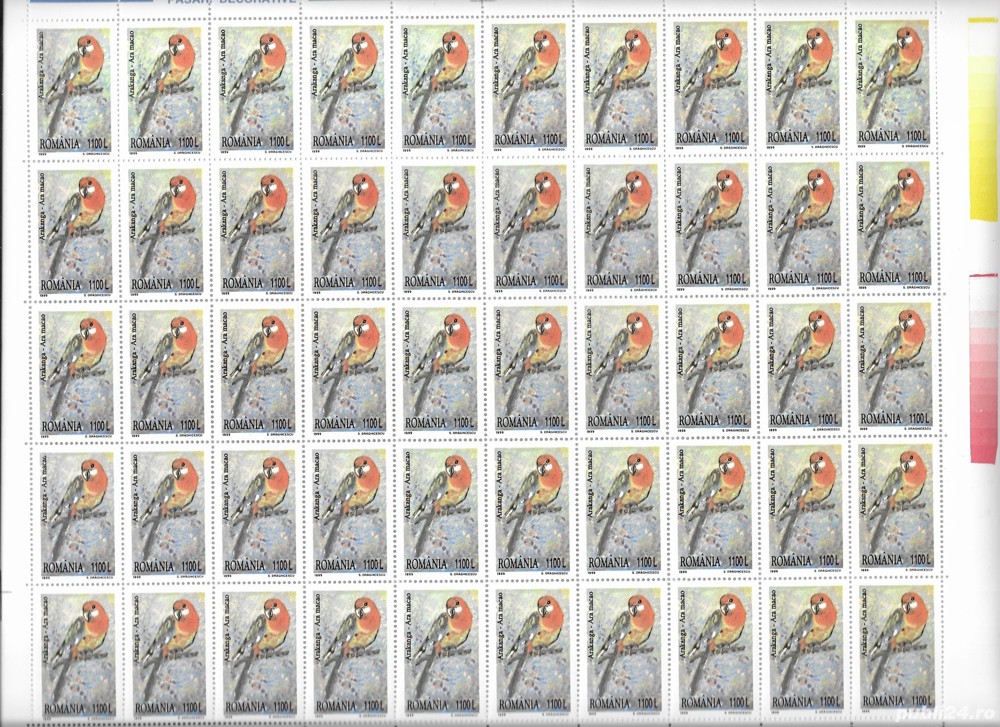 Romania 1999 - Pasari decorative, set coli de 50, MNH, LP 1482