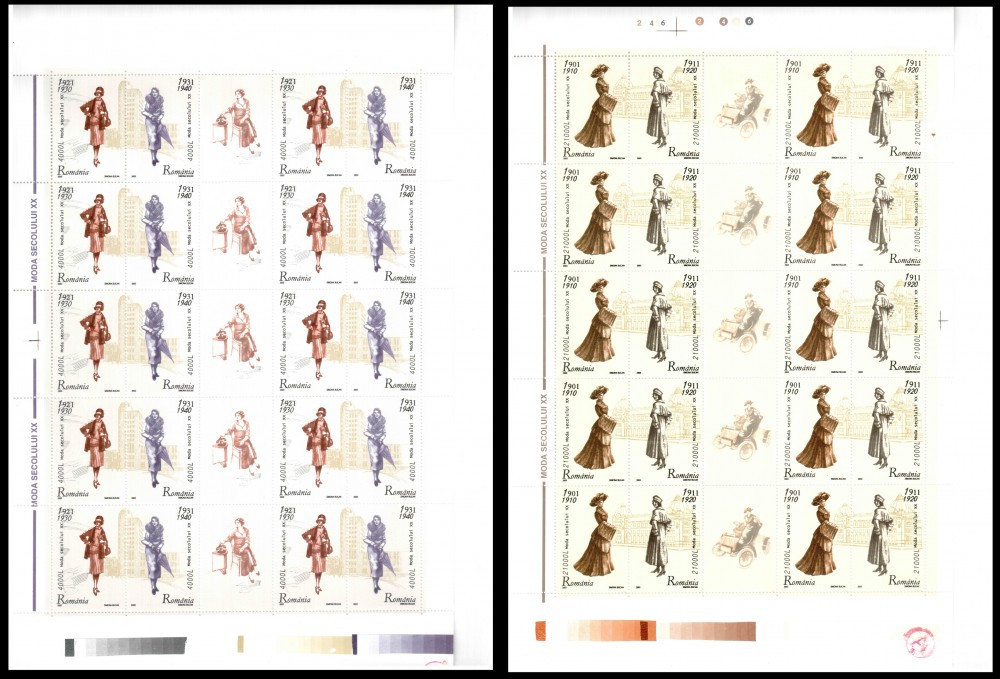 Romania 2003 - Moda Sec. XX, in coli de 10 serii+5 viniete, MNH - LP 1623b