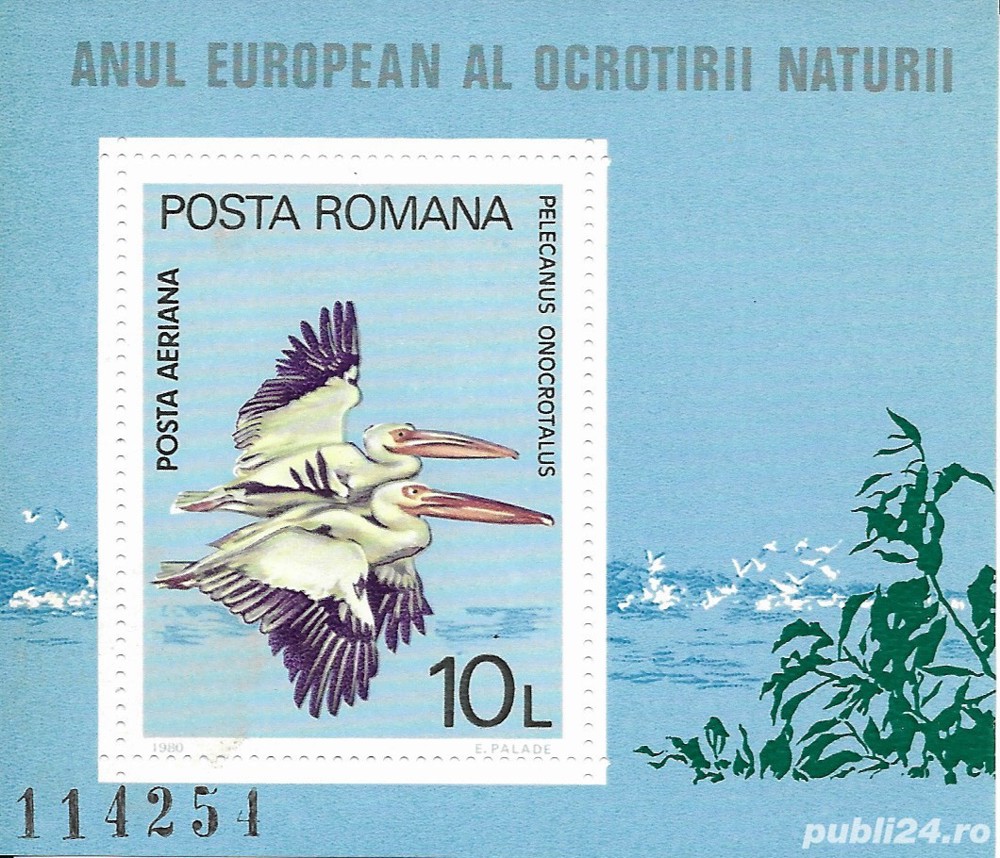 Romania 1980 - Anul european al ocrotirii naturii, colita dantelata nestampilata, MNH, LP 1005
