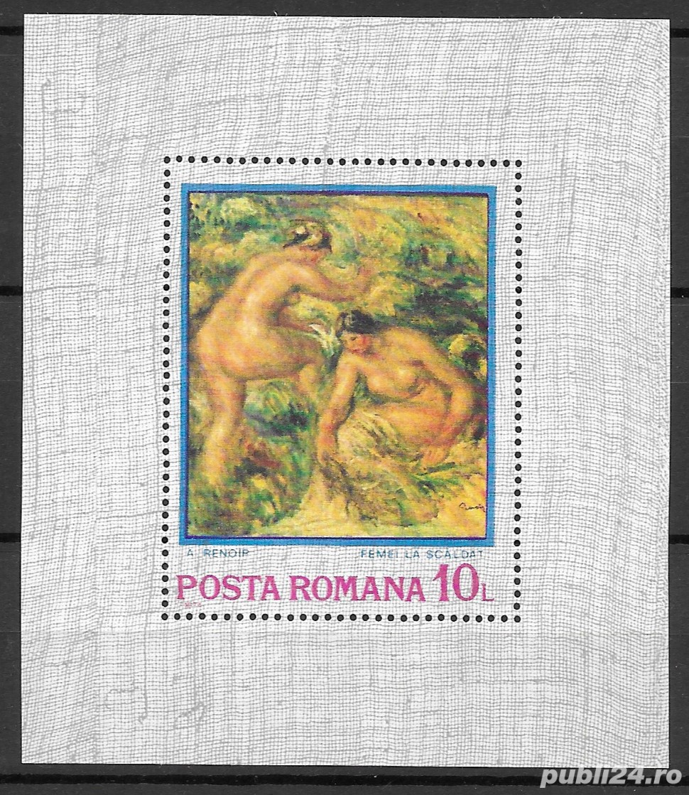 Romania 1974 - Reproduceri de arta - Impresionismul, colita dantelata, MNH, LP 840