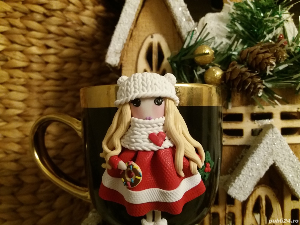 Cadou pentru sotie iubita cana papusa handmade