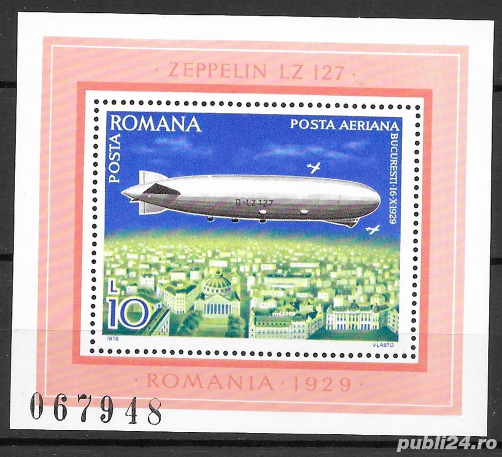 Romania 1978 - Dirijabile, colita dantelata, MNH, LP 953