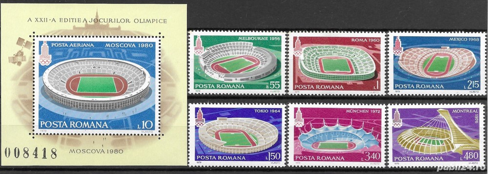 Romania 1979 - Preolimpiada de vara - Moscova, serie colita dantelata, MNH, LP 991 992
