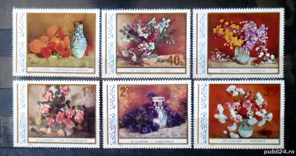 Timbre Reproduceri Șt. Luchian, Flori - 1976
