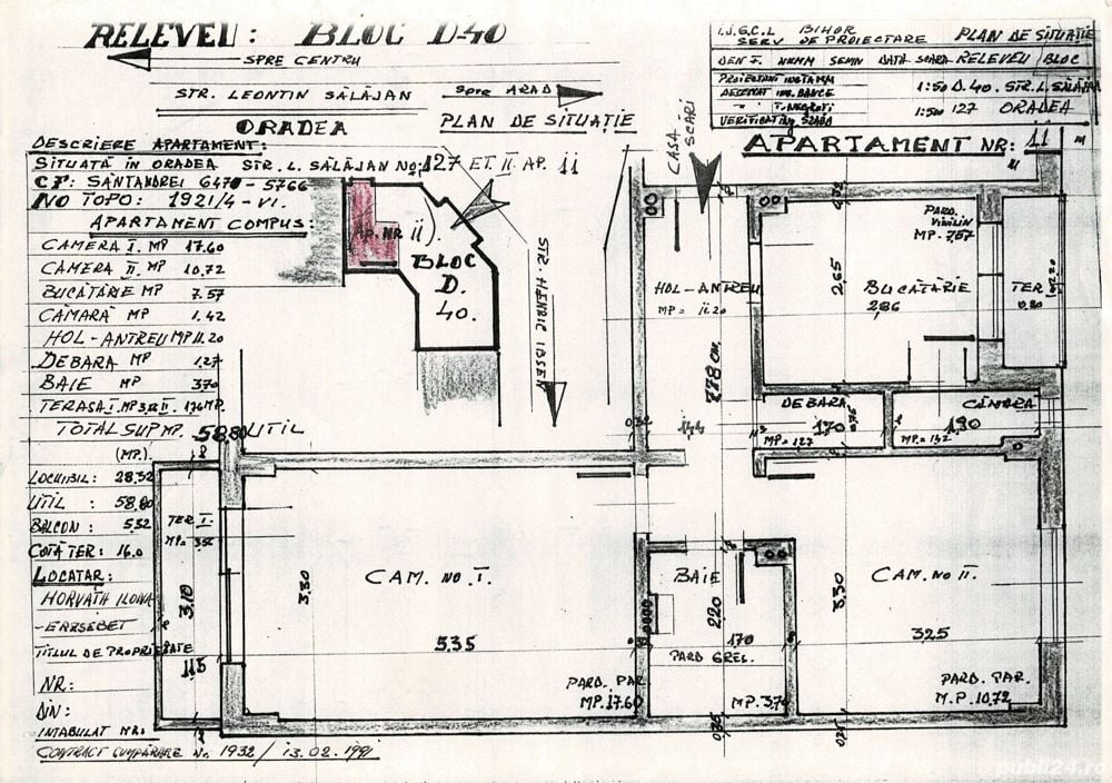 vind apartament 2 camere etaj 2