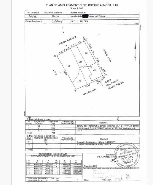 Teren cu casa in Tulcea-zona linistita, 760mp, front stradal 24 ml