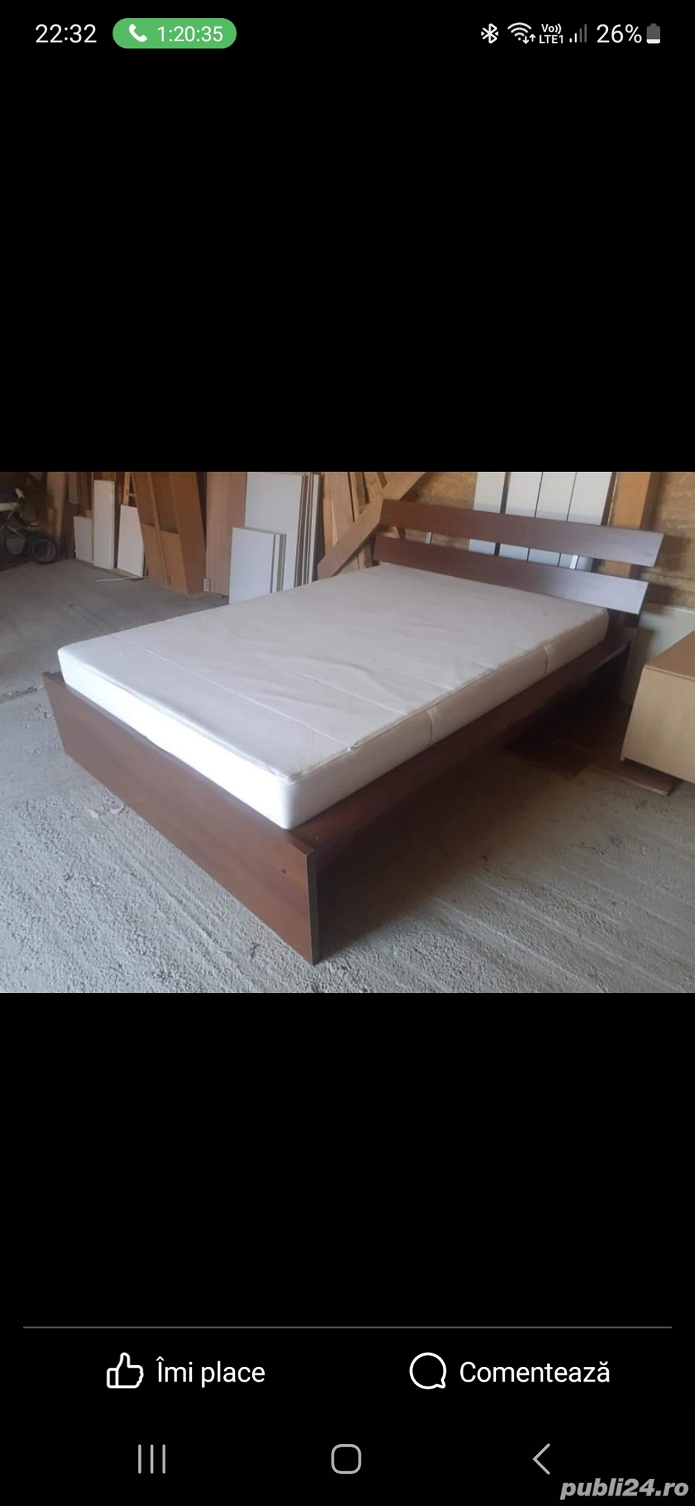 Pat cu somiere si saltea