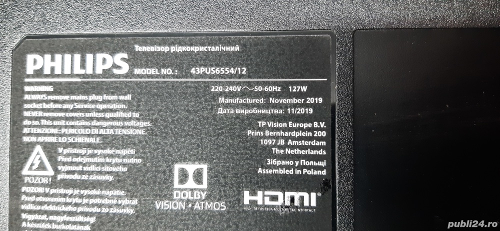 Philips 43PUS6554 715G9907-M01-B03-005G 715GA052-P01-000-003H