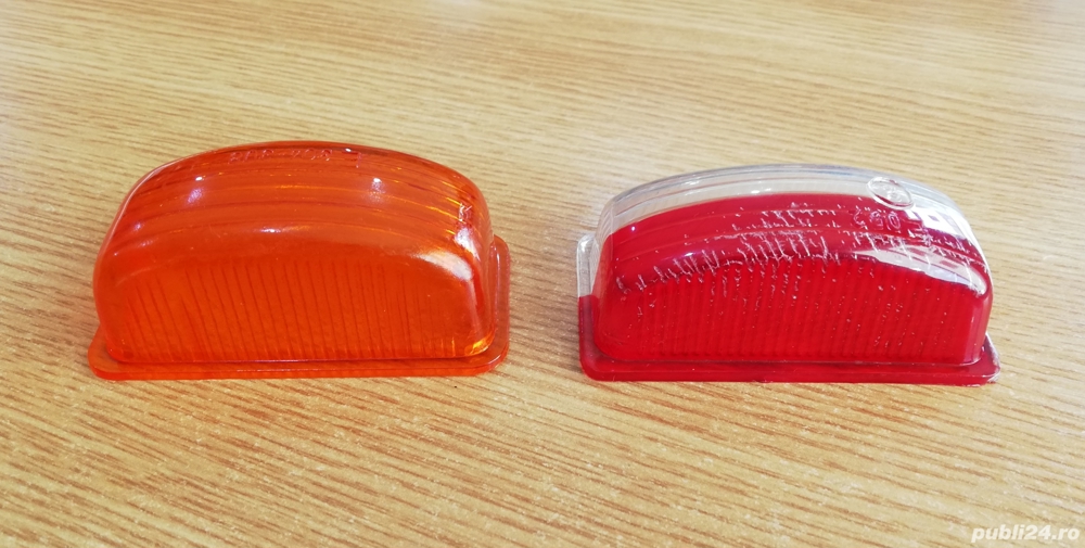 Geam pentru lampă de gabarit, galben sau alb cu roșu, din plastic, NOU