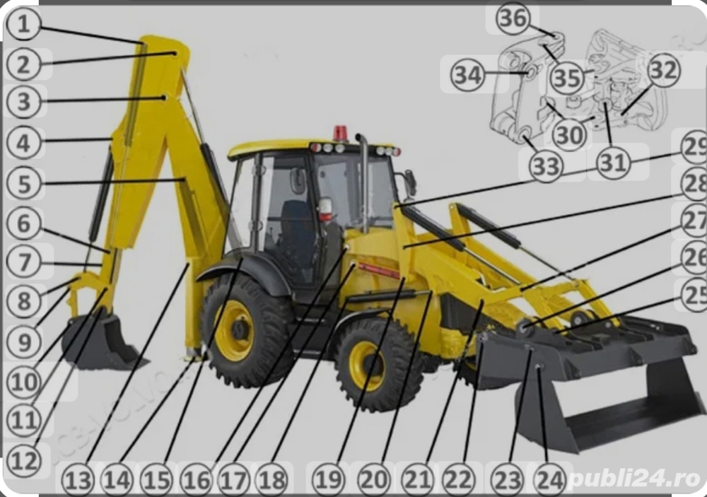Bucsi si bolturi brat spate buldoexcavator JCB 3CX