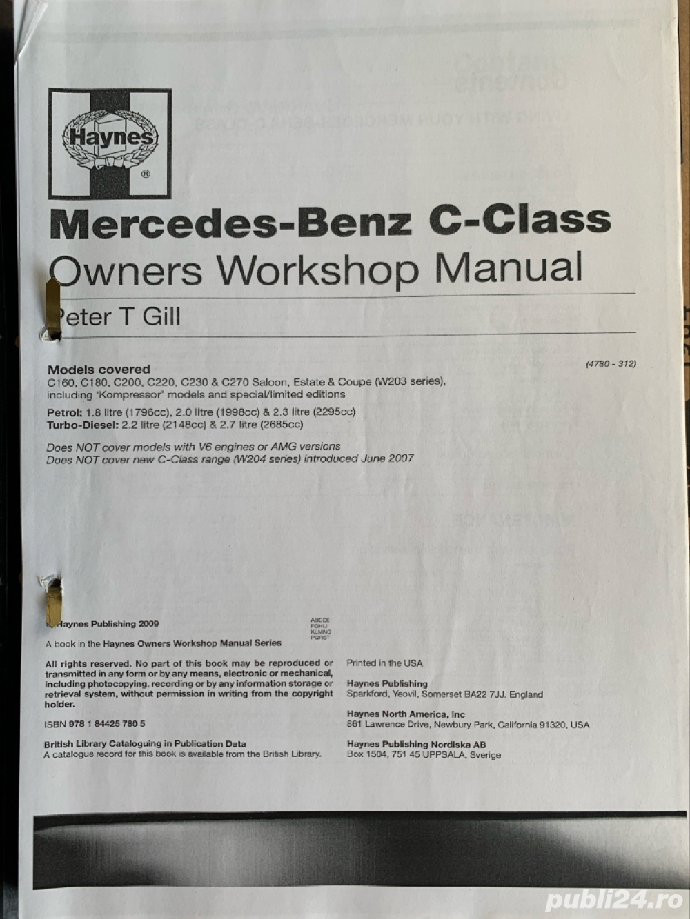 manual reparatii mercedes de la Haynes