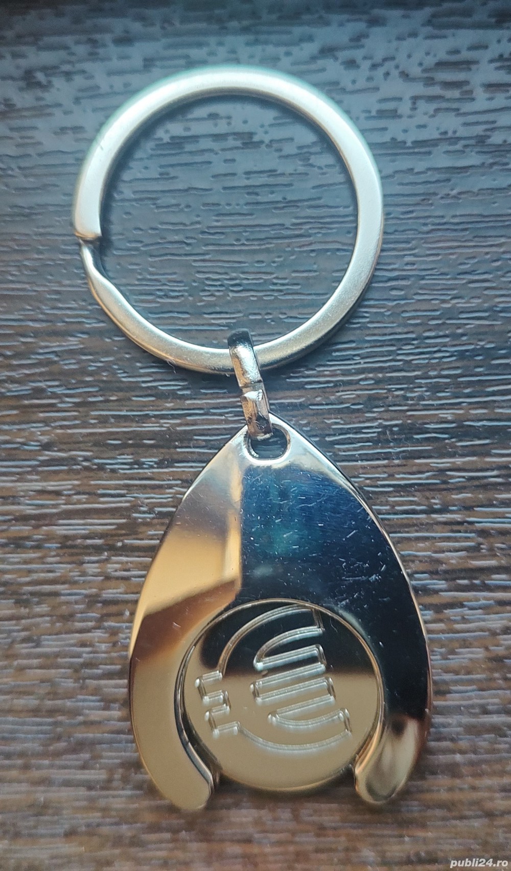 Breloc metalic cu fisă pentru cărucior de supermarket