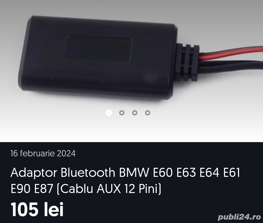 adaptor Bluetooth BMW E60 E63 E64 E61 E90 E87( Cablu auxiliar 12pini)